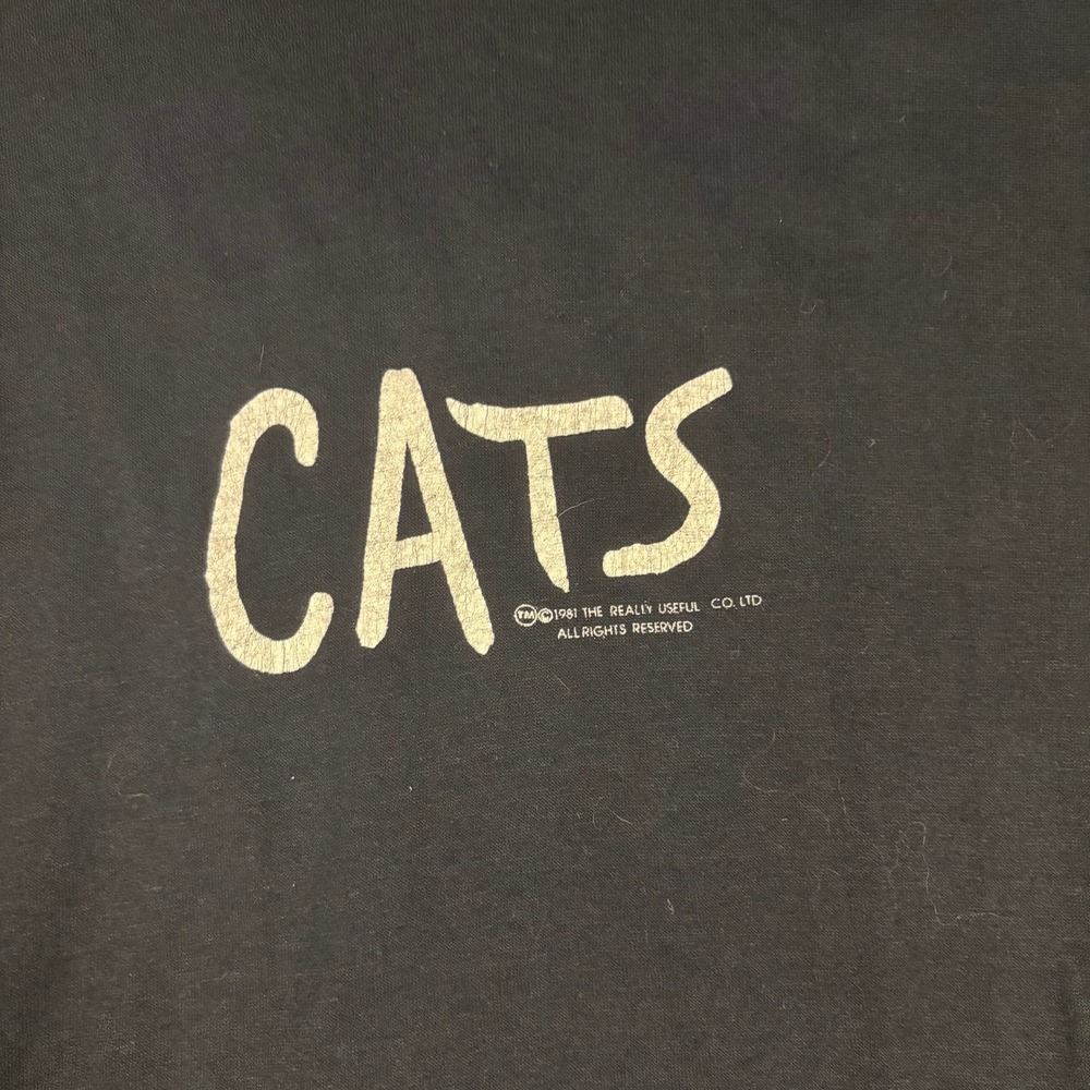 Vintage Cats Musical T-Shirt Mens XL Black Excellent 1981 Broadway Graphic Tee - Picture 2 of 5